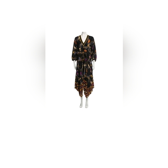 Sandro Black Asymmetrical Longsleeve Pleated Midi Dress, with Cowboy Boots EUC - Picture 4 of 9